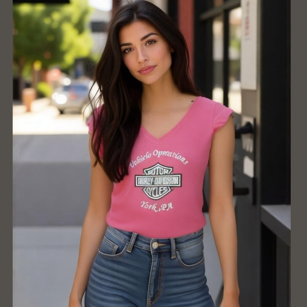 Harley-Davidson Women's Pink Bar and Shield Tee